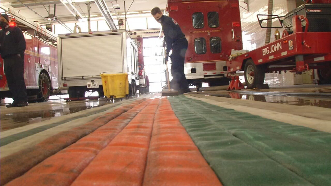 Hoses are brought inside to be cleaned because temperatures are too low to clean them outside without freezing
